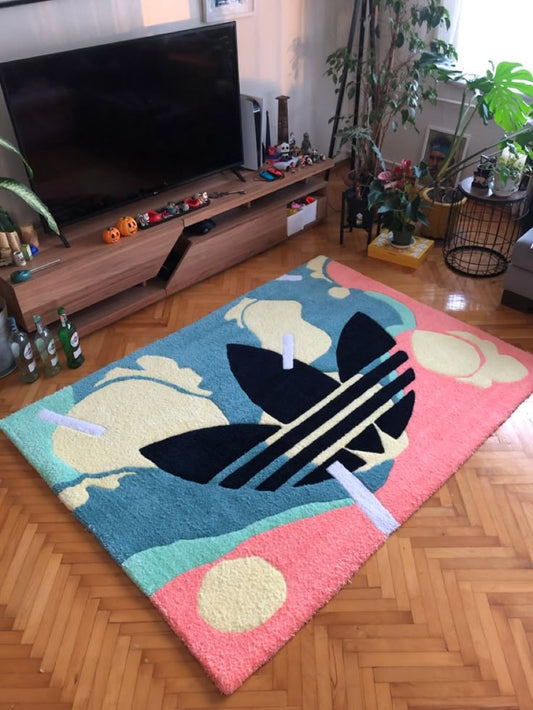 Tapis Tufting Fait Main – Design Adidas - Coloré