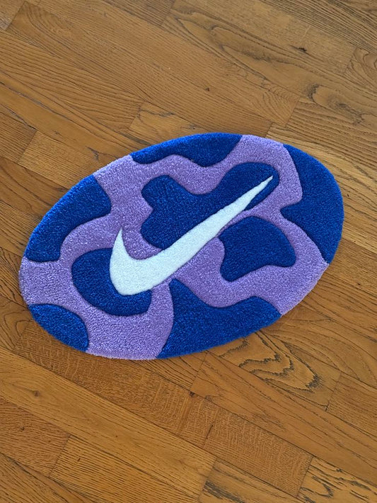 Tapis Tufting fait main – Design Nike violet & bleu